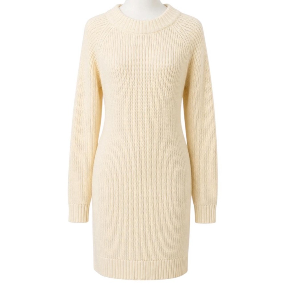 Bench Cream Ribbed Turtleneck Sweater Dress M